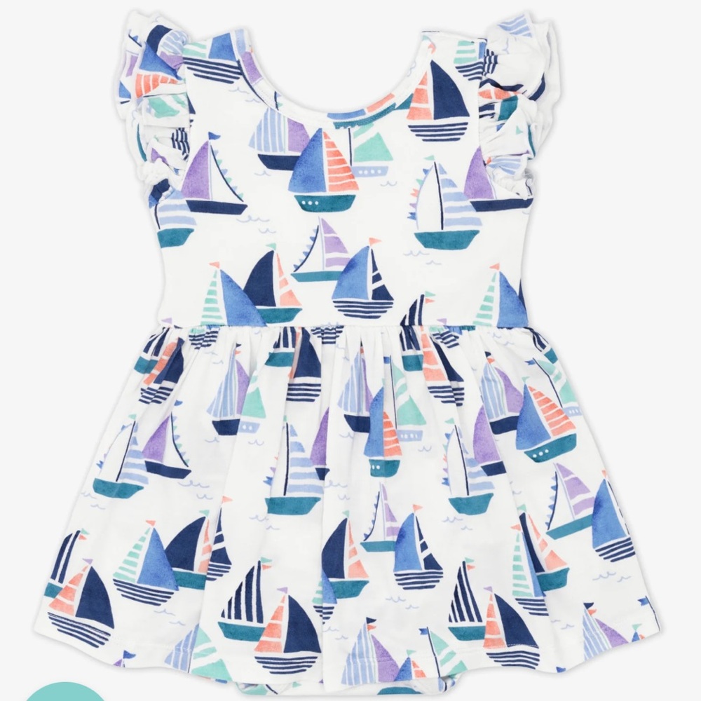 Little Sleepies Seas The Day Flutter Skater Dress with Bodysuit